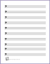 Printable Music Paper with ten staves on ledger-sized paper in