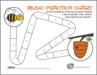 Bumblebee and Hive Music Practice Sticker Chart (14 Days)