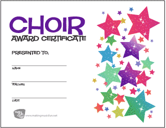 Choir Award Certificate (Stars)