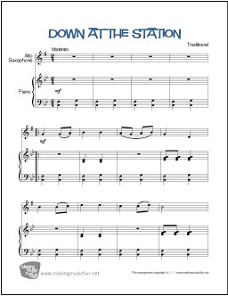 Down at the Station  Beginner Alto Saxophone Sheet Music