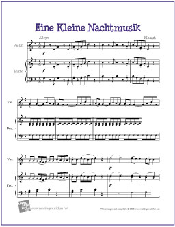 Eine Kleine Nachtmusik (Mozart) Free Violin Sheet Music -