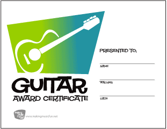 Guitar Award Certificate (Green to Blue Gradient)