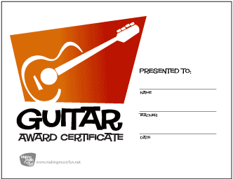 Guitar Award Certificate (Orange to Red Gradient)