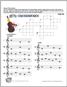 Let #39 s Crossword Music Theory Worksheet Treble Clef Note Names