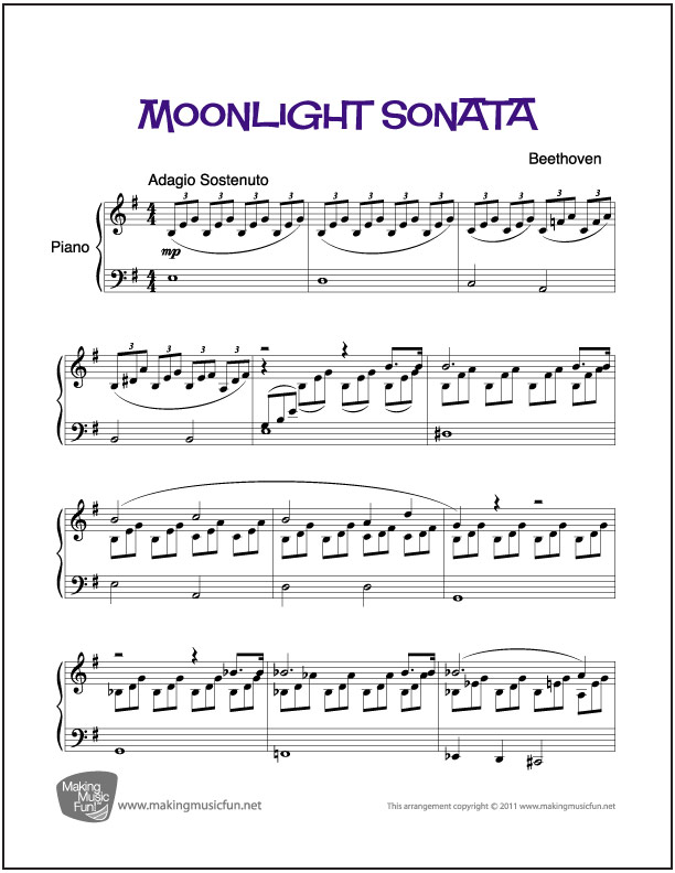 Moonlight sonata sheet music free easy