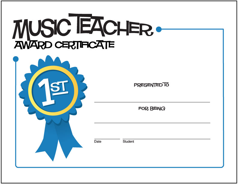 Music Teacher Award Certificate (Ribbon)