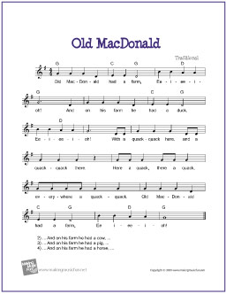 Old MacDonald | Free Sheet Music (Lead Sheet) - MakingMusicFun.net