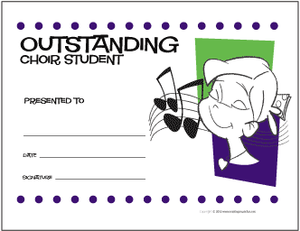 Outstanding Choir Student Award Certificate (Girl)