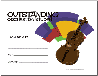 Outstanding Orchestra Student Award Certificate (Violin)