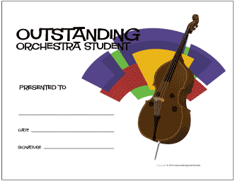 Outstanding Orchestra Student Award Certificate (String Bass)