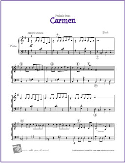Tiempos antiguos Escribe email Gaseoso Prelude' from Carmen (Bizet) | Free Easy Piano Sheet Music