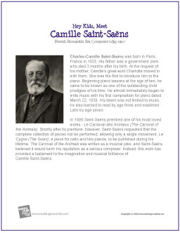 Camille Saint-Saens (Composer, Arranger) - Short Biography