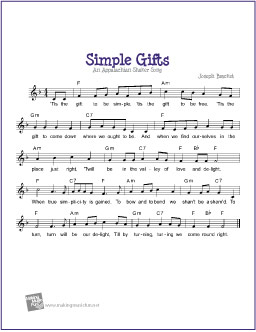 Free Piano Arrangement Sheet Music – Simple Gifts – Michael Kravchuk