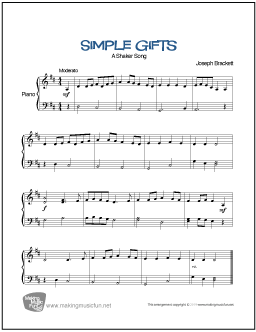 Simple Gifts (Brackett)  Free Easy Piano Sheet Music