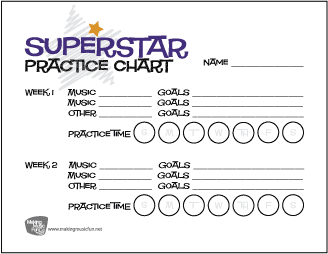 Superstar | Music Practice Chart - Record Assignments and Practice Goals (2 Weeks)