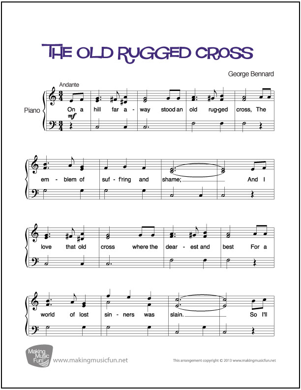 the-old-rugged-cross-easy-piano-sheet-music-digital-print