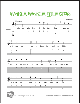 Twinkle, Twinkle, Little Star | Free Beginner Guitar Sheet Music (TAB)