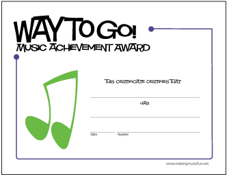 Way To Go! Music Achievement Award (Notes)