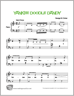 Puede ser ignorado radical Ligadura I'm a Yankee Doodle Dandy | Easy Piano Sheet Music